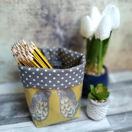 Ochre Scandi Birds Oilcloth Pots for Storage or Gift Hampers