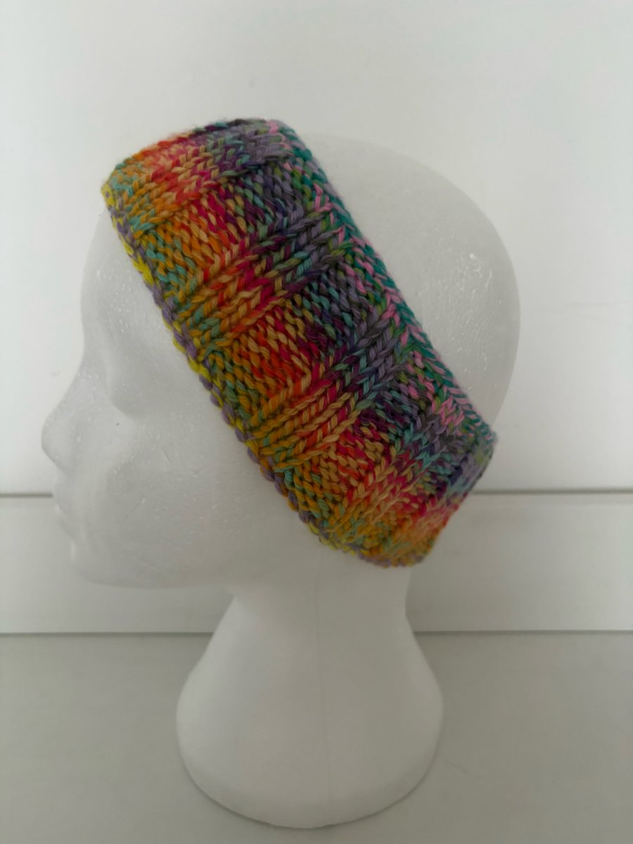 Hand knitted headband. 