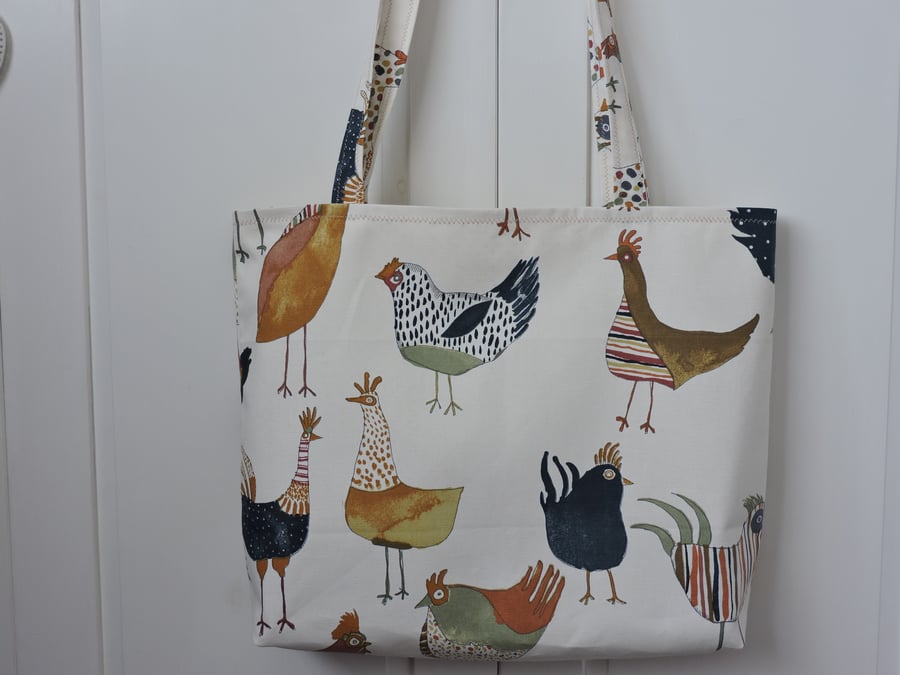 Tote Bag  Shopping Bag  Craft Bag  Chickens