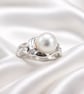 Round Freshwater Pearl Adjustable Sterling Silver Ring  - Image 4