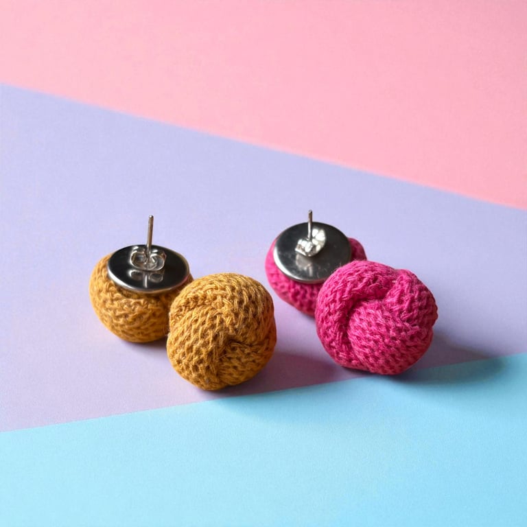 Chunky Macrame Knot Earrings – Handmade Statement Earrings in 17 Colours