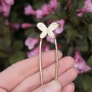 Handmade brass butterfly hair pin