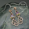 SALE - Hammered Copper Wire Earrings with Translucent Rainbow Glass Beads