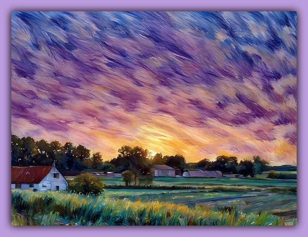 Sunset on Norfolk Fen A5 Greeting Card 