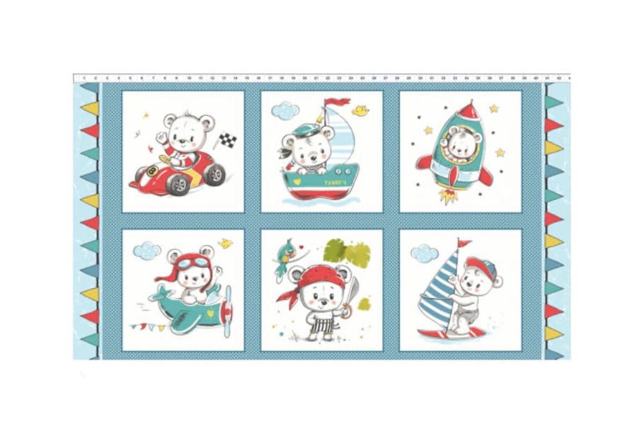 Teddy’s Great Adventures Fabric Panel