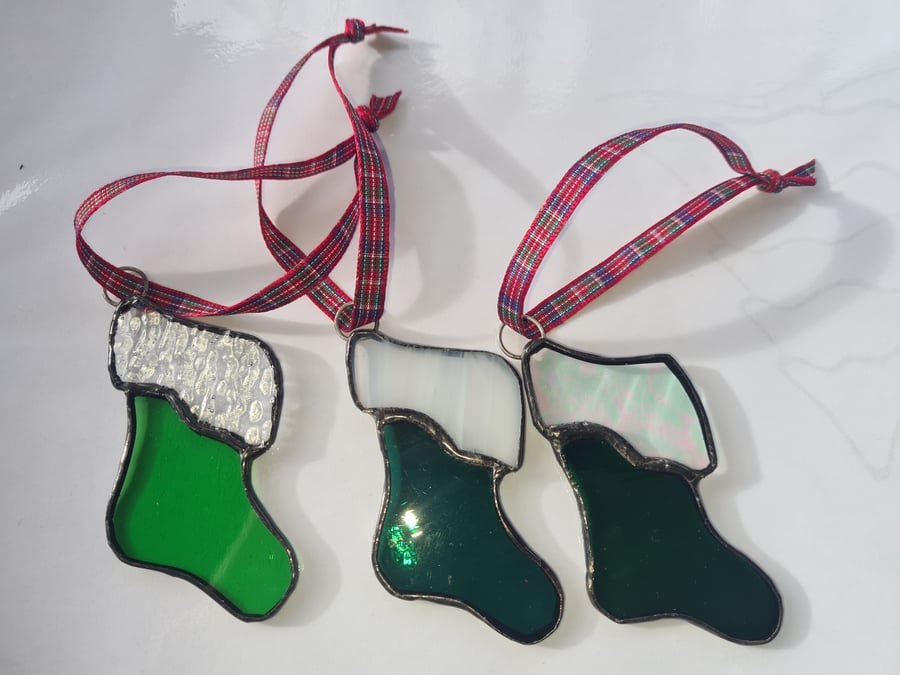 Green Stained Glass Christmas Stocking Folksy