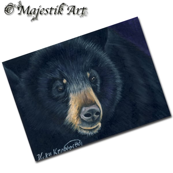 Archival ACEO Bear Print 'Black' By V Kenworthy
