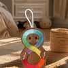 Autism awareness infinity Gingerbread man Embroidered Hanging Keepsake