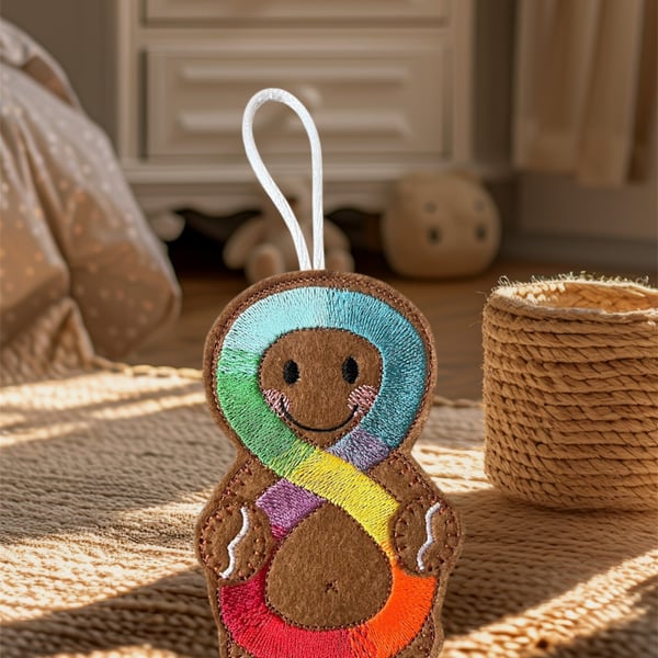 Autism awareness infinity Gingerbread man Embroidered Hanging Keepsake
