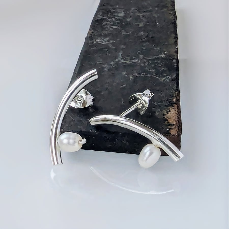 ARC Fresh Water Pearl Sterling Silver Stud Earrings  