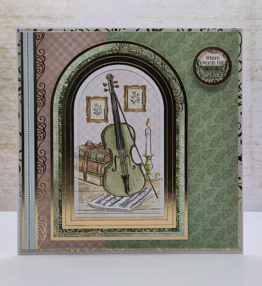 Handmade Greeting Card Classical Music Card Just Because Card Vintage Style