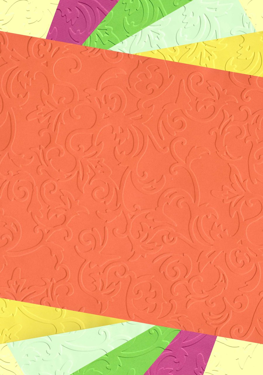 Embossed Card & Paper. 10 Sheets. A4. Assorted Colours. Flourishes (5)