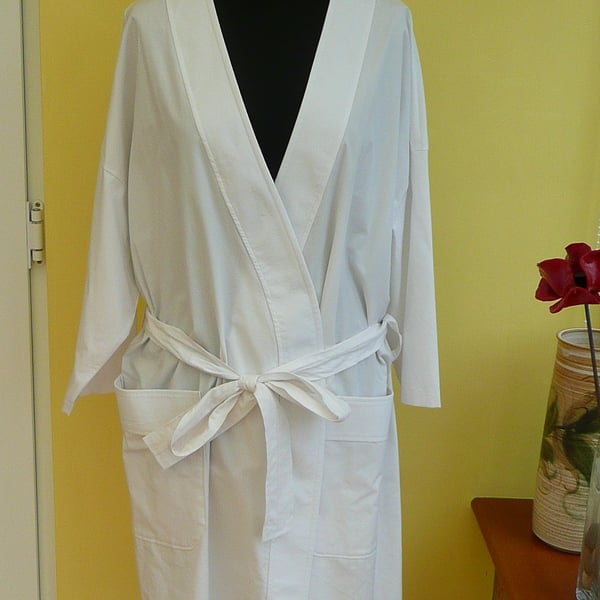 Kimono dressing gown white organic cotton bath robe