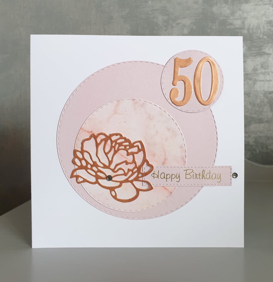 Marble 50th Birthday Card 