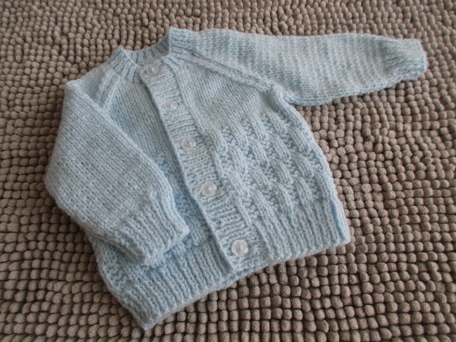 16" Baby Blue Round Neck Patterned Cadigan