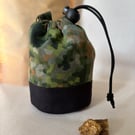 Green Camo Dog Treat Pouch - Handmade Training Bag, Wipe Clean Lining