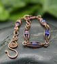 Herringbone Wire Weave Chain Bracelet with Cobalt Blue AB Glass Cube Beads - Image 5