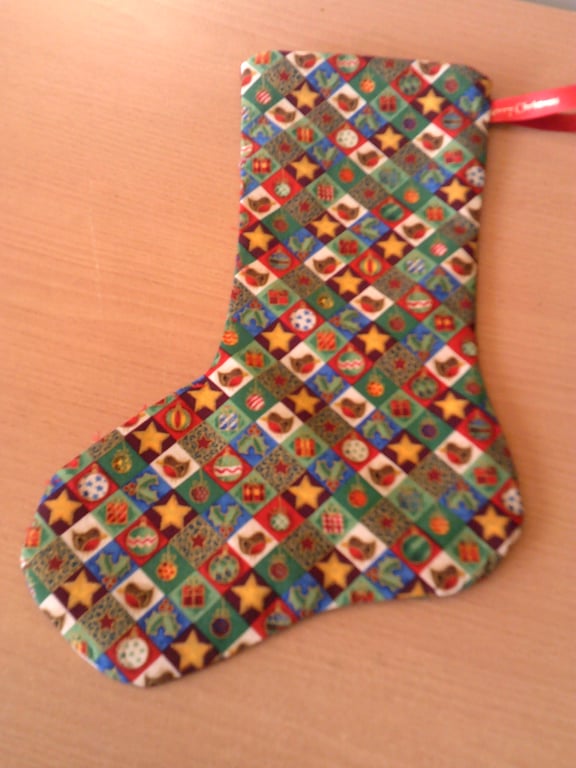 Harlequin squares 10.5 inch Christmas Stocking