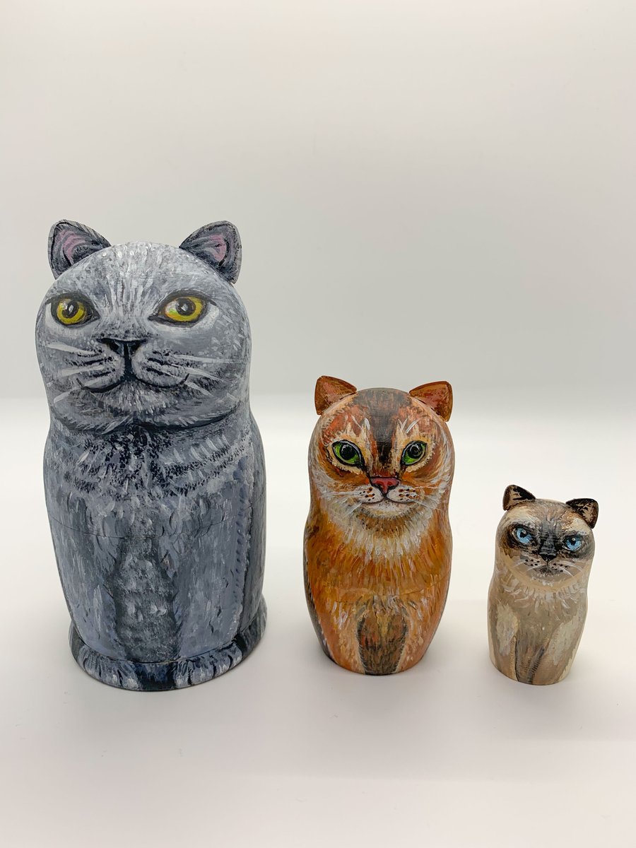 A Trio of Purrfect Cats, nesting dolls