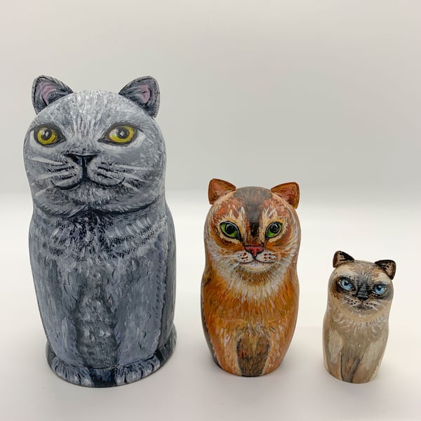 A Trio of Purrfect Cats, nesting dolls