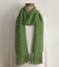 COTTON  and SILK scarf. 'Wayside' . Lightweight , all-seasons. Grass green. - Image 7