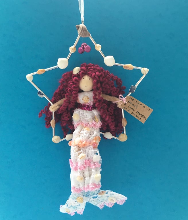 Mermaid In A Star Decoration, Pink, Sea Themed Gift