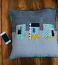Modern patchwork zipped cushion cover - Image 2