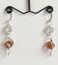 Cognac Amber Chainmaille Earrings - Image 1