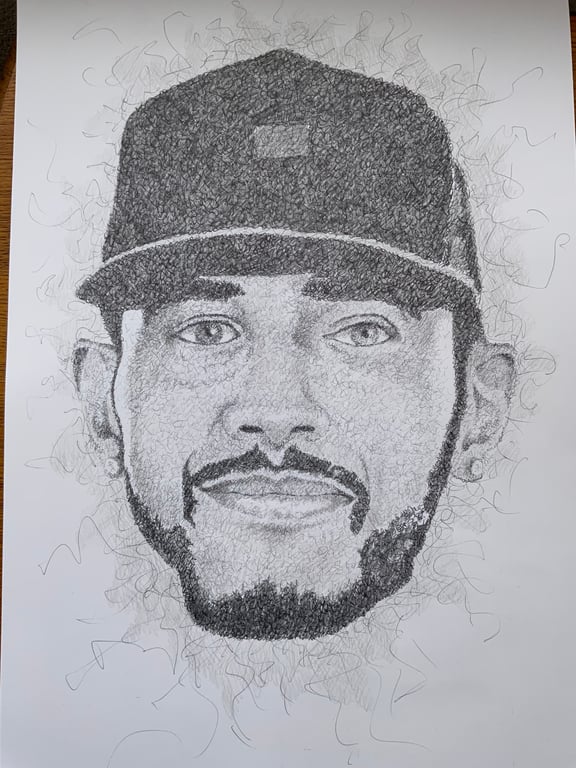 A portrait of Lewis Hamilton