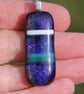 Handmade Blue and purple dichroic banded pendant, fused glass necklace  SKU F38 - Image 2