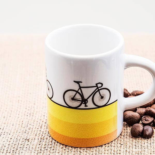 Cyclist Bicycle Espresso Coffee Mug Cycling Fan Penny Farthing Tandem Road Bike 