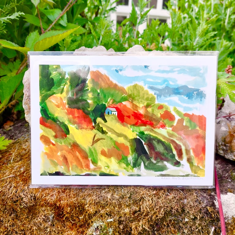 A5 Print Coastal house on a hill