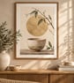 Ceramic Tea Bowl Wall Art - Japandi Still Life Print (Physical Print)