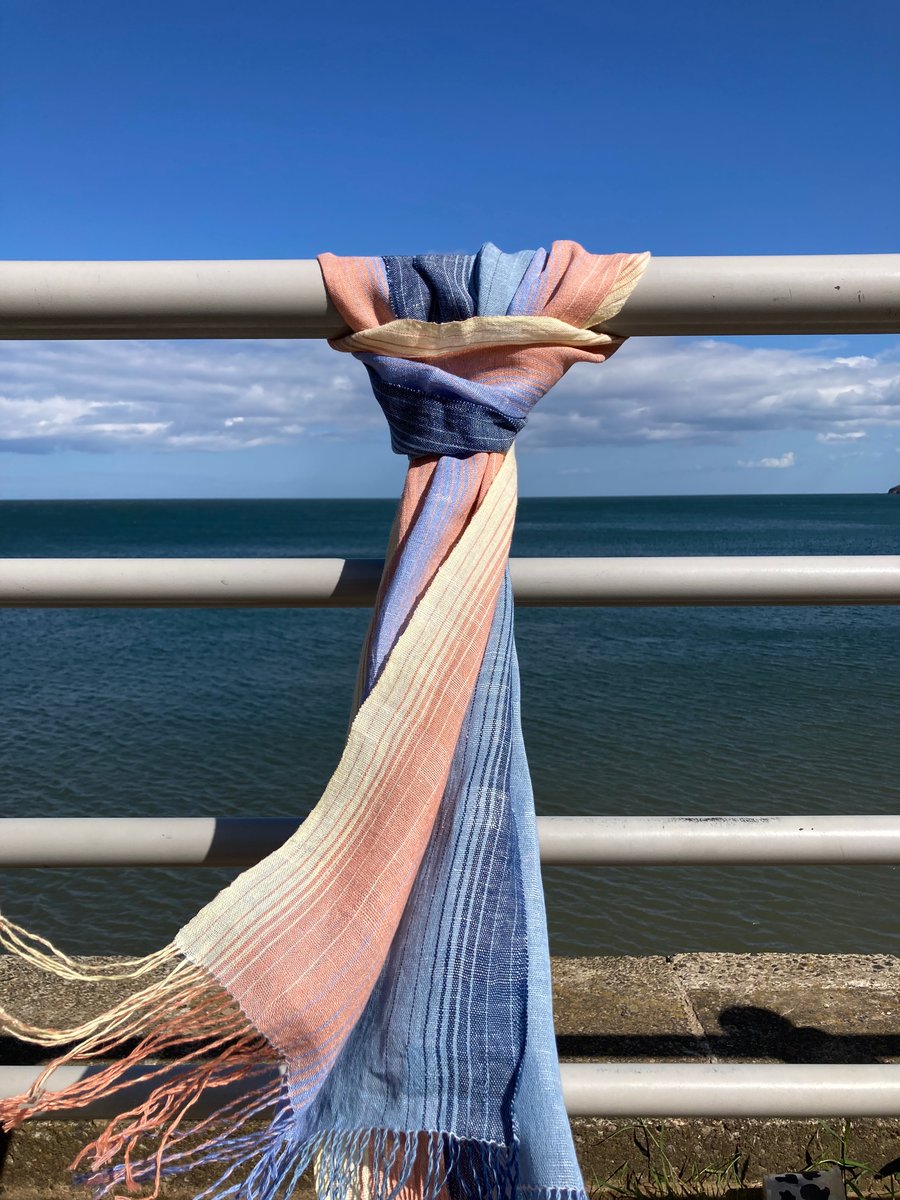 Cloud Study Handwoven Linen Wrap Scarf