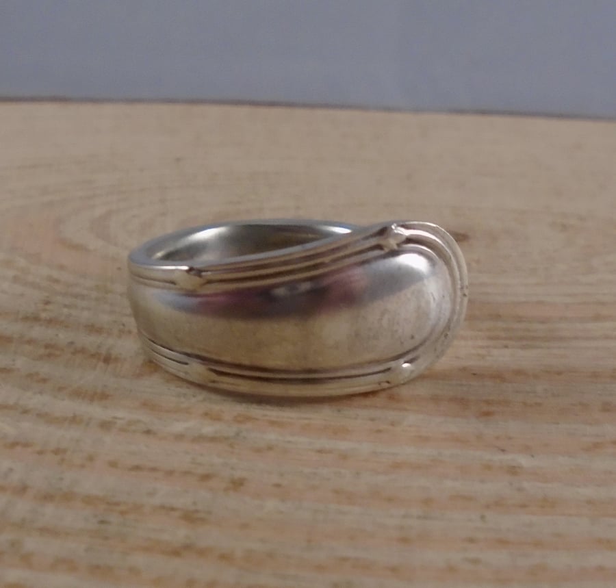 Upcycled Silver Plated Reed Spoon Handle Ring SPR091906