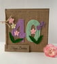 40th Handmade Birthday Card from felt. Keepsake Card. Textile card. - Image 2
