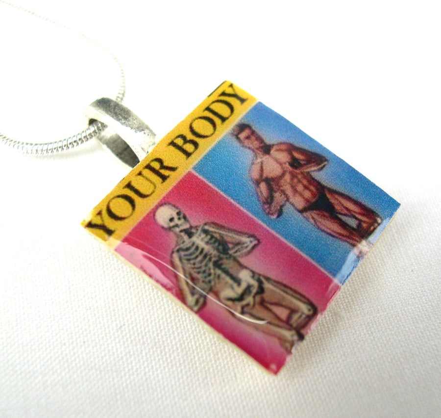 Unusual Unique gift Your Body with text Ladybird vintage book cover necklace 