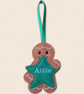Gingerbread Star Decoration - Personalised Felt Hanging Decor - Image 2