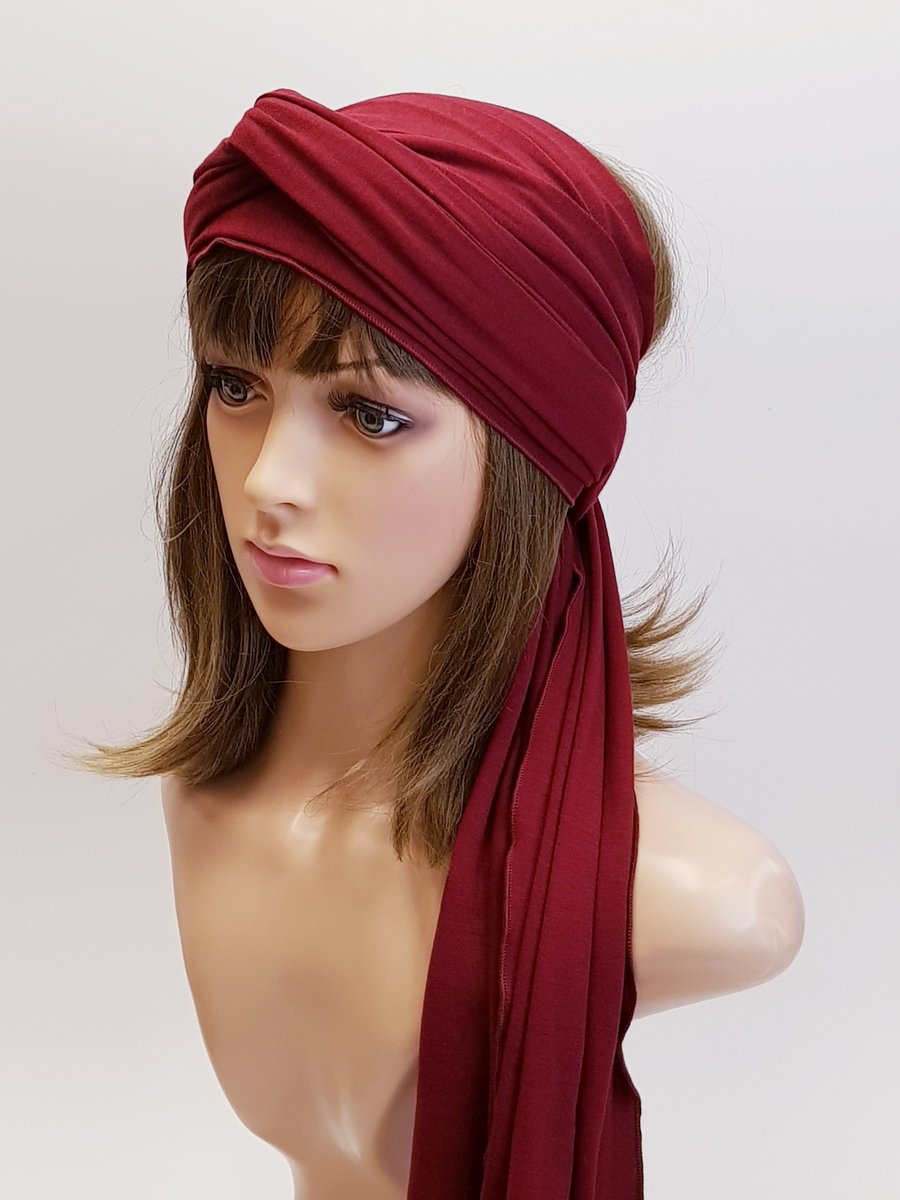 Stretchy hair wrap, long dreadlocks hair tie, viscose jersey head scarf