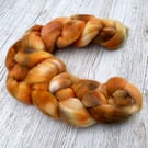 Corriedale Hand Dyed Spinning Fibre Pumpkin Spice 100g