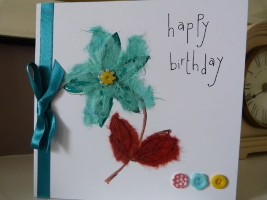 Turquoise Flower Birthday Card