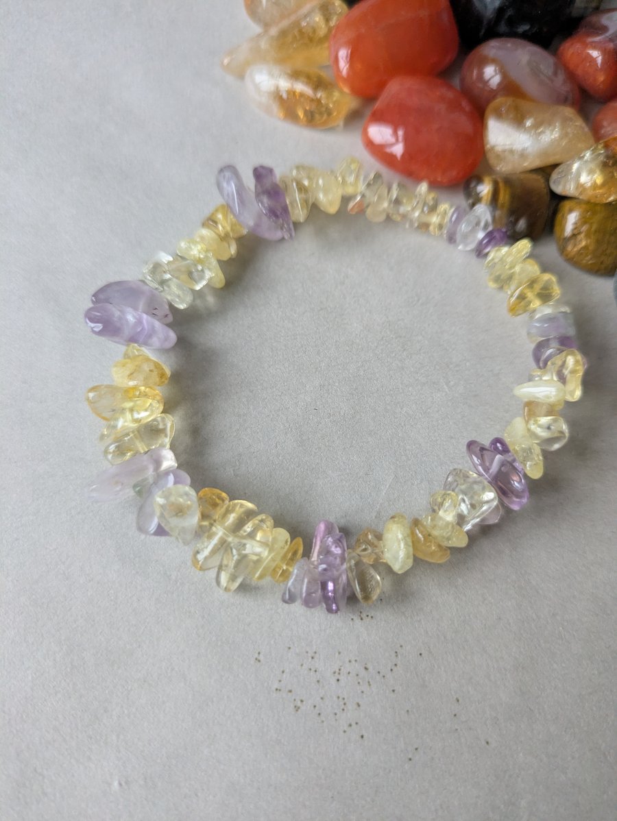 Positive mindset bracelet with amethyst and citrine