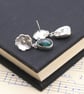 Emerald and silver flower earrings, Gemstone dangle earrings - Image 5