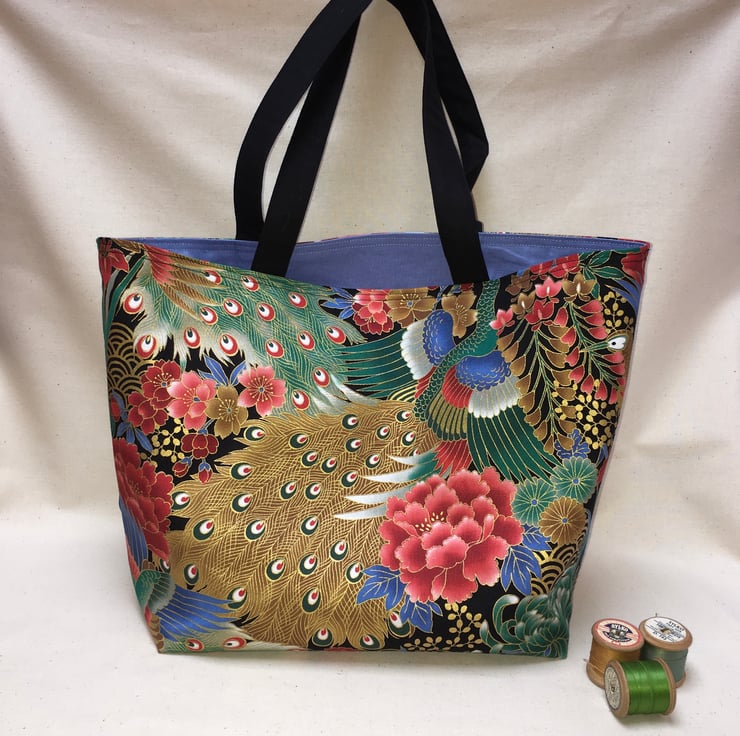 Beautiful Gold Peacock Japanese Fabric Tote Bag... Folksy