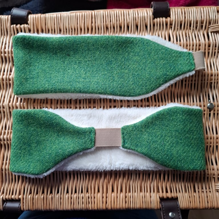 Cosy Earwarmers - Green Harris Tweed 