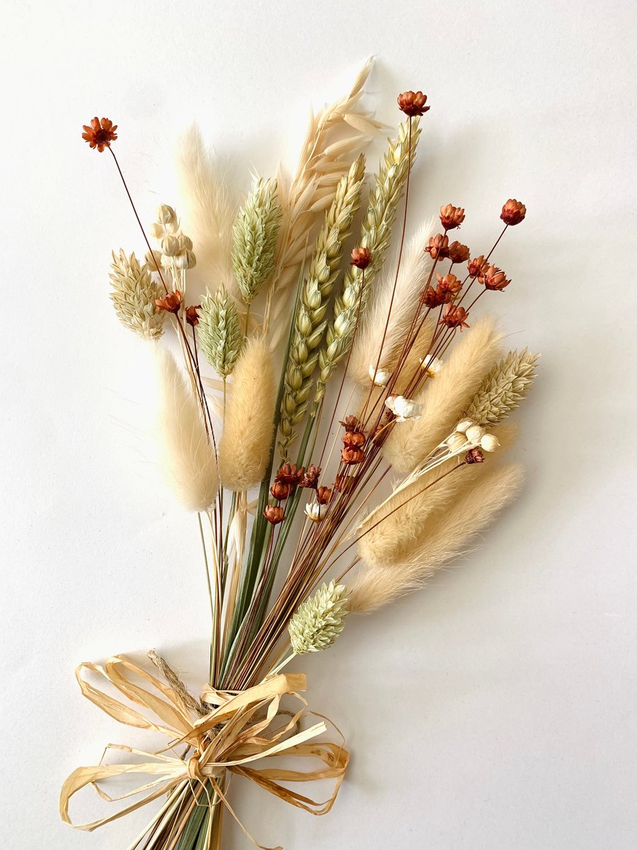 Ivory Sage Neutrals Dried Flowers Hand Tied Bouquet Gift Arrangement