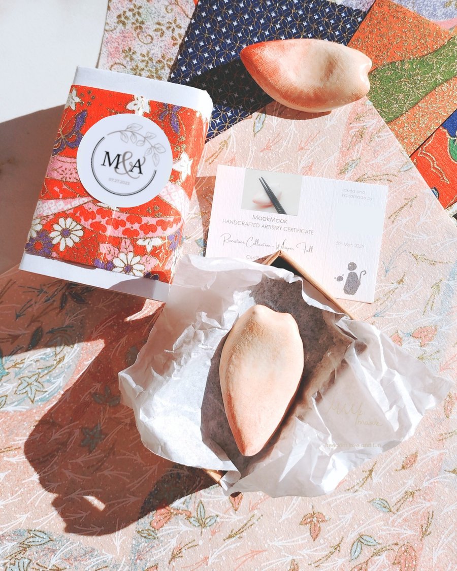 Personalised Cherry Blossom Petal Chopstick Rest - Elegant Wedding Souvenir 