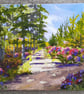 Landscape Painting Of Woodland flowers. Rhododendrons.