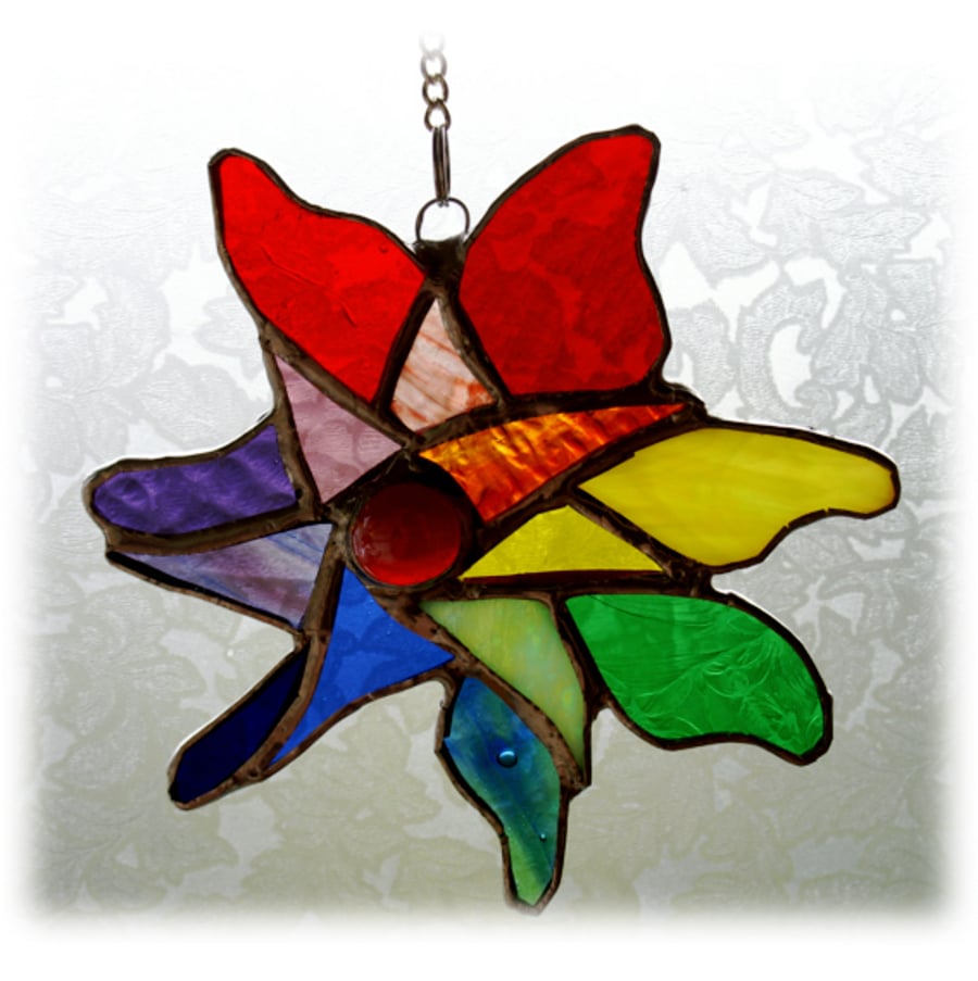 Pinwheel  Suncatcher Rainbow Stained Glass 