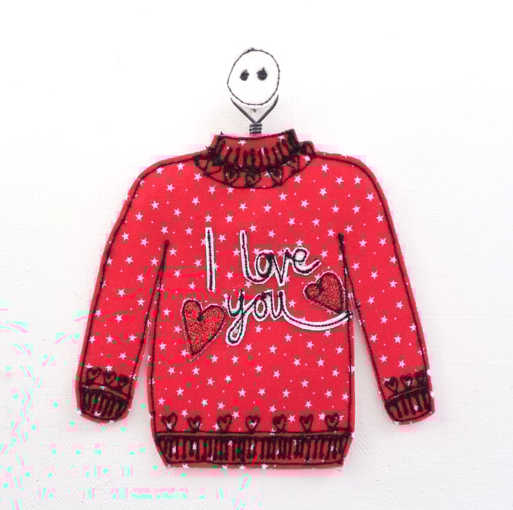 Miniature Valentine Jumper 'I Love you' Folksy